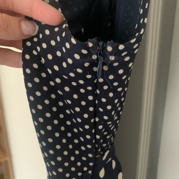 Polka dot blue dress with zipper skirt and button back top - Picture 3 of 5